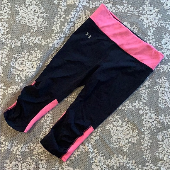 UNDER ARMOUR PINK MESH YOGA ATHLETIC PANTS SMALL - Picture 2 of 9